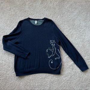 ED Ellen Degeneres | Lemur Graphic Knit 100% Cotton Crewneck Long Sleeve Sweater